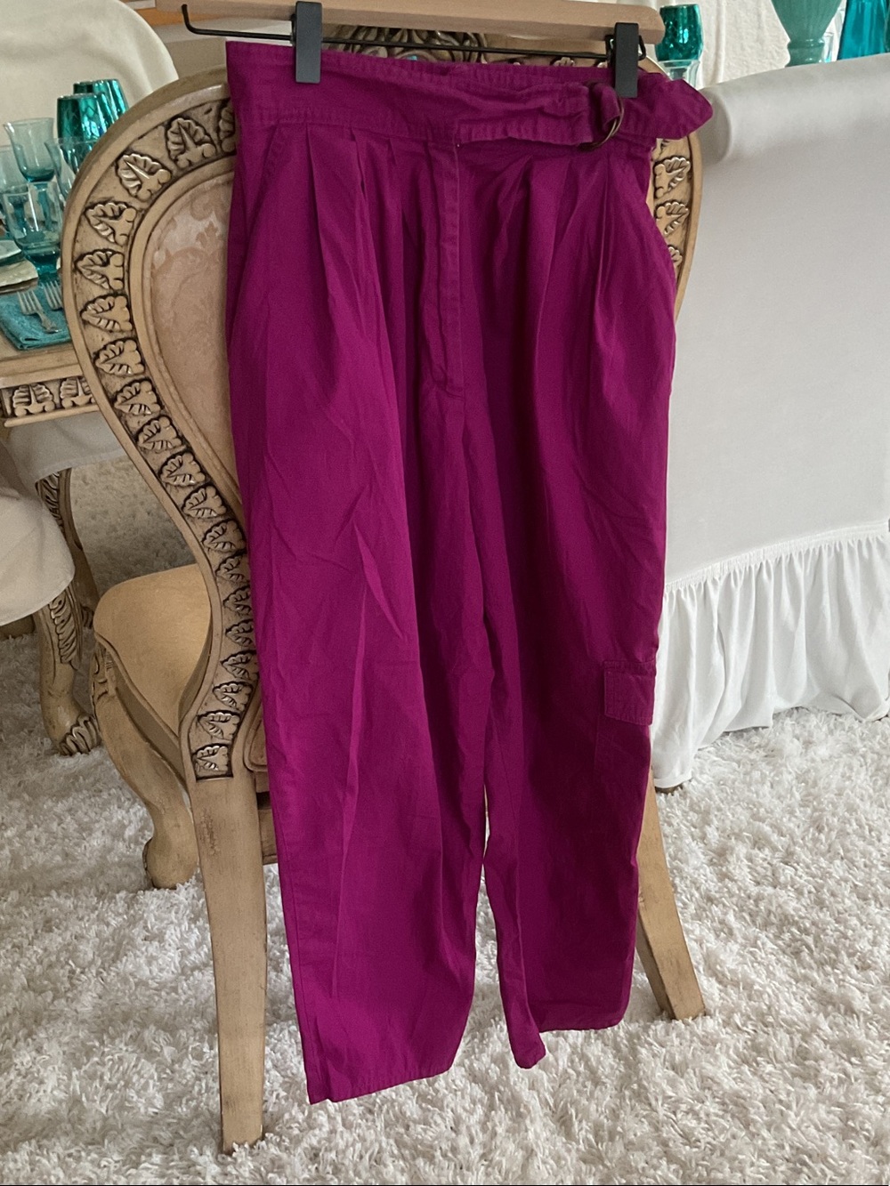 Santa Cruz Skateboards Magenta High-Waist Paperbag Pants